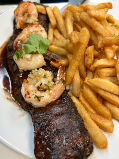 Skirt Steak with Shrimp & Demi Glace