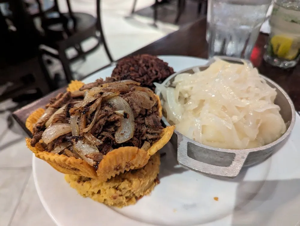 Shredded Flank Steak in Plantain Basket